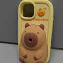 Case for iPhone 17 Pro Max,Cute 3D Kawaii Phone Cases Funny Capybara Blowing Bubbles Cartoon Cover Soft Silicone Gel Drop Protection Case Women Girls for iPhone 17 Pro Max