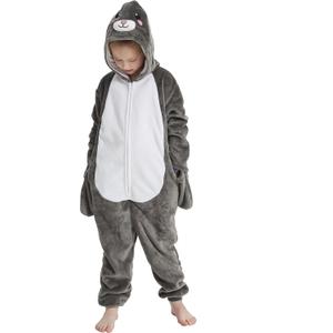 Onesie Kids Plush Animal Costume One Piece Pajamas Girls Boys Teen Halloween Cosplay Sleepwear (10-11 Years, Seal Gray)