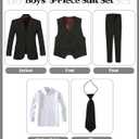 Boys Suits Kids Wedding Formal Suit Set Communion Tuxedo Easter Outfit 5 Piece Jacket Vest Pants Set with Shirt and Tie (Black, 14Y)