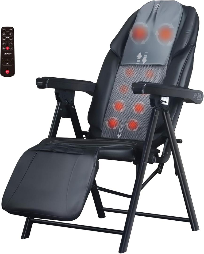 Foldable Electric Massage Chair with Heat FR-M25D Full Body Massage Portable Adjustable Backrest Height Neck Position Suitable for Heights from 59 in to 79 in