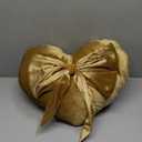 AELS Heart Shaped Pillow with Bow, 17.7 Inches Heart Decorative Throw Pillows, Velvet Love Cute Pillows, Valentines Day Decorations, Wedding Decor, Living Room Bedroom Nursery Decor, Golden