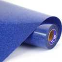 HTVVETUR HTV Vinyl Rolls Heat Transfer Vinyl - 12" x 9ft White HTV Vinyl for Shirts, Iron on Vinyl for Cameo - Easy to Cut & Weed for Heat Vinyl Design (J005 Glitter Royal Blue-9ft)