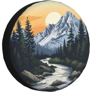 Spare Tire Cover Mountains Nature Sunset Scenery Wheel Covers Weatherproof Universal Wheel Protectors for Rv SUV Camper Travel Trailer 16 Inch