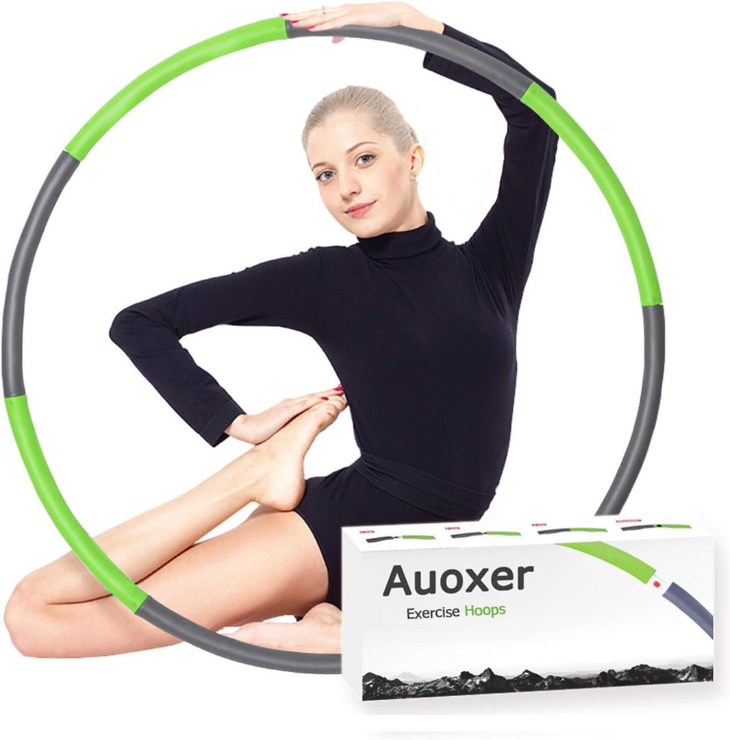 Auoxer Fitness Exercise Weighted Hoops, Lose Weight Fast by Fun Way to Workout, Fat Burning Healthy Model Sports Life, Detachable and Size Adjustable Design (green)