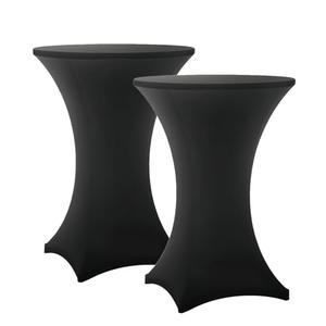 Lemict Cocktail Table Covers - 2 Pack 32x43 Inch Table Cloth - Black Fitted Stretch Spandex Round High Top Tablecloth for Party, Bar, Birthday, Pub, Banquet