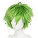 BESTBEL+Hair Cap Short Golden Green Messy Wig for Men Short Messy Wig Green Synthetic Anime Hair for St Patrick's Day Halloween Cosplay Mens Cosplay Outfit for Costume Party
