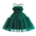 12M-6T Baby Girls Christmas Ruffle Ball Tutu Gown Wedding Party Lace Dresses Dark Green 120 (Green, M)