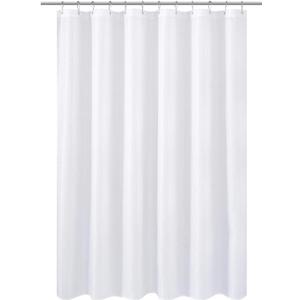 N&Y HOME Short Shower Curtain or Liner Fabric 66 inches Shorter Length, Hotel Quality, Washable, Water Repellent, Diamond Patterned White Bathroom Curtains with Grommets