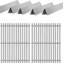 2PACK 7638 Grill Cooking Grates with 5PACK 7636 Flavorizer Bars for Weber Spirit 300 and GS4 Spirit II 300 Series E310 E320 E330 S310 S320 S330 Grill Part 69797 68843,Stainless Steel