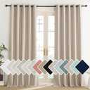 NICETOWN Cream 100% Blackout Linen Curtains 102 inch Long Burg for Living Room, 1 Pair, 62" Width Each Panel, Farmhouse Thick Completely Blackout Window Treatment Thermal Insulated Drapes