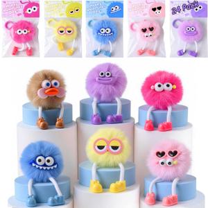 Valentines Day Gifts for Kids - 24 Pack Pre-filled Valentine's Day Cards with Plush Keychains Bulk, Valentine Fuzzy Toys Gift for Kids School Classroom Class Exchange Boys Girls Party Favor