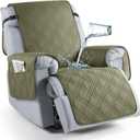 TAOCOCO 100% Waterproof Recliner Chair Covers, Non Slip Recliner Covers for Recliner Chair with Pocket, Washable Reclining Chair Cover Furniture Protector for Kids,Dogs(22'', Green)