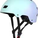 Bike Skateboard Helmet, Adjustable and Multi-Sport for Skate Scooter, 3 Sizes for Adult Youth Kids Toddler (Small, Gradual cyan purple)