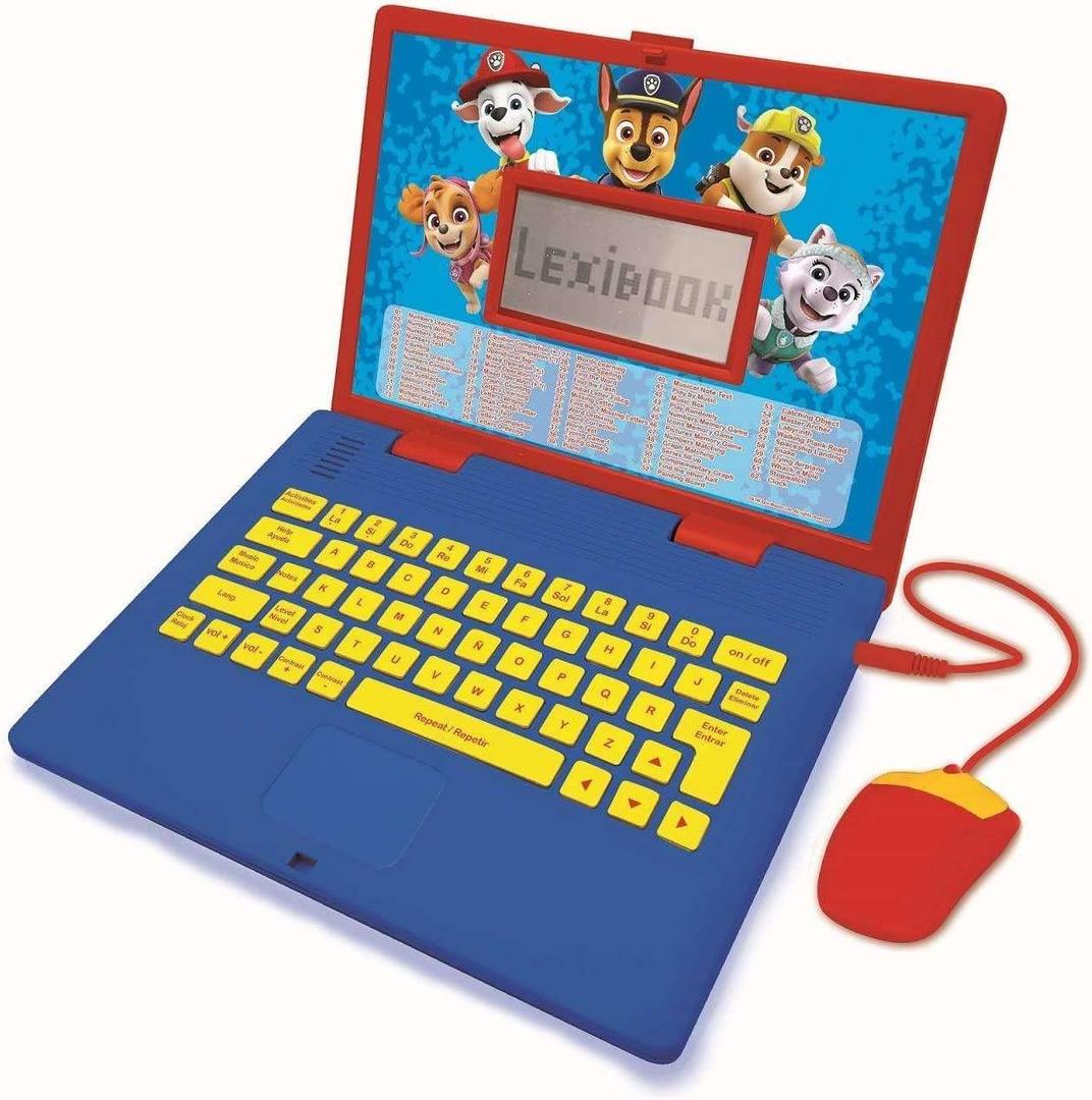 LEXiBOOK Paw Patrol - Educational and Bilingual Laptop Spanish/English - Toy for Child Kid (Boys & Girls) 124 Activities, Learn Play Games and Music with Chase Marshall - Red/Blue JC598PAi2