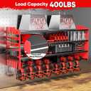 POKIPO Large Power Tool Organizer Wall Mount with Charging Station,4 Layer Heavy Duty Metal Tool Storage Shelf Loads 600lbs,Battery Utility Rack With 4 Outlet Power Strip with 8 Cordless Drill Holder