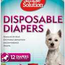 Simple Solution Disposable Female Dog Diapers, Absorbent Leak Proof Protection for Incontinence, Puppy Training, Heat Cycle, Travel, and Housebreaking, Small Dogs, 1519 Inch Waist, 12 Count