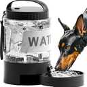 98oz Dog Water Bottle Bowl Dispenser, Large Dog Travel Water Bottle with Pull-Out Drinking Bowl, Portable Beach Camping Essentials Accessories, Bpa Free