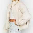 ZESICA Women's Winter Warm Long Sleeve Zip Up Drawstring Baggy Cropped Puffer Down Jacket Coat Outerwear (Beige, L)