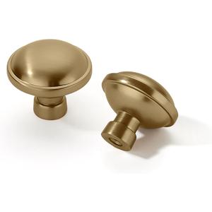 Khtumeware 6 Pack 1-1/4 inch Brushed Brass Cabinet Knobs - Brushed Gold Drawer Pulls for Kitchen & Dresser Drawers