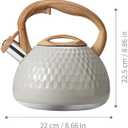 Tea Kettle, 2.7 Quart with Wood Pattern Handle Loud Whistle Food Grade Stainless Steel Teapot, Anti-Hot Handle and Anti-Rust, Suitable for All Heat Sources
