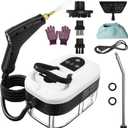 Portable Steam Cleaner, 2500W Pressurized Handheld Steam Cleaner with 1.2L Water Tank, 6 Levels Steam Output, Cleaning Steamer for Cleaning Home Furniture, Bathroom, Car Detailing (White)