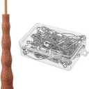 Threlaco Pin Basting Tool Set with 1 Pcs Pin Basting Tool and 100 Pcs 2 Inch Curved Quilting Pins Bent Sewing Safety Pins Handcrafted Sewing Tools for Quilting Knitting Crafting