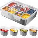 Osfel Stainless Steel Snackle Box Container with 8 Removable Silicone Sleeve Armored Metal Compartments Dish Washer Safe Snack Containers with Portable Handle for Parties, Housewarming, Mother's Day