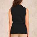 Allegra K Suit Vest for Women's Fashion Dressy Button Up Belted V Neck Sleeveless Waistcoat (Black, M)