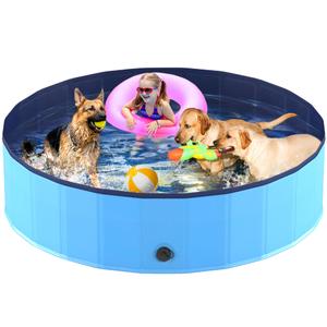 Foldable Dog Pool, Collapsible Dog Swimming Pool 72"x12" Blue
Hard Plastic, Portable Doggie Swimming Pools, Pets Bath Tub for Dogs and Cats, Pet Wading Pools for Indoor Outdoor Backyard