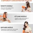 Slopehill Professional Ionic Hair Dryer, Powerful 1800W Fast Drying Low Noise Blow Dryer with 2 Concentrator Nozzle 1 Diffuser Attachments for Home Salon Travel (Cosmic Orange)