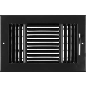 HVAC Premium 10"w X 6"h 3-Way AIR Supply Grille - Vent Cover & Diffuser - Flat Stamped Face - Black [Outer Dimensions: 11.75"w X 7.75"h]