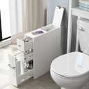 Spirich Slim Bathroom Storage Cabinet, Free Standing Toilet Paper Holder, Bathroom Cabinet Slide Out Drawer Storage, White