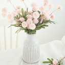 Floroom 5pcs Blush Faux Silk Mums Artificial Flowers, Bulk Fake Small Mini Chrysanthemums with Stems for DIY Pink Wedding Centerpieces Floral Arrangements Vase Fillers Home Decorations