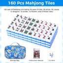 American Mahjong Tile Set, 160 Premium 1.2-inch Tiles with Blue Printed Carrying Bag, Complete Portable Set Includes Dice & Chips, Ideal Mahjong Gifts for Travel, Mahjong Lovers, Beginners