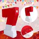 Poen Number 7 Piata with Batting Stick Eye Mask and Confetti Red and White Piata for Kids Boys Girls Birthday Anniversary Celebration Decorations Party Supplies, 16 x 11 x 2.8 Inches
