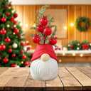 Christmas Tree Table Decor Artificial Mini Xmas Tree Decor for Tables Red Berry  Pine Branch with Cute Dwarf Base for Winter Party Home Indoor Home Fireplace Mantel Decorations (Styl 3)