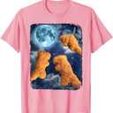 Funny Food Tees Dinosaur Chicken Nuggets Howling At The Moon T-Shirt (Pink, M) Ladies