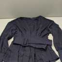 Burtell Boat Neck Long Sleeve Shirts Tops for Women Slim Fit Crew Neck Ruffle Pullover Sweatshirt Fall Peplum Tops with Belt Navy, Blue, Size L