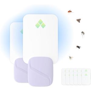 Fruit Fly Traps for Indoors, Fly Traps Home, Flying Insect Trap Catcher for Flies, Gnats, Moths and Mosquitoes (2 Devices + 12 Glue Boards)