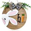 Easter Wooden Hanging Sign for Front Door Decor Double Plank Design Bunny Rabbit Wood Door Hanger with Bow for Outdoor Outside Porch, Spring Wooden Wreath Indoor Wall Hanging Decoration (Easter Day, Easter -4)