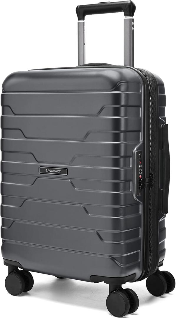 BAGSMART Carry On Luggage 22x14x9 Airline Approved with Spinner Wheels,Lightweight 20 Inch Luggage with TSA Lock,Expandable Hard Shell Carry On Suitcases for Men Women,Gray