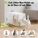 SZEE Stainless Steel Cat Litter Box with 180°Flip-Top Lid, Easy Clean XL Enclosed Litter Box, Large Covered Steel Cat Box with Scoop, Odor Control and Anti-Urine Leakage, 23.2 * 15 * 15 Inch, White