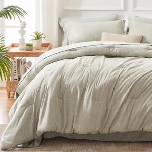 UNILIBRA Full Size Comforter Set 7 Pieces Bed in a Bag Full Size Sage Green Soft for All Seasons - Cationic Dyeing Bedding Comforter Sets with Comforter, Flat Sheet, Fitted Sheet, Pillowcases & Shams