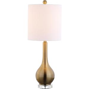 JONATHAN Y JYL5010A Dylan 25" Metal/Crystal Teardrop LED Table Lamp Contemporary Transitional Bedside Desk Nightstand Lamp for Bedroom Living Room Office College Bookcase, Brass Gold (Single)