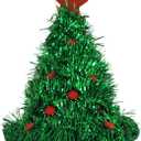 Green Tinsel Christmas Tree Holiday Novelty Costume Party Hat