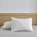 Queen Pillow Shams 2 Pack, Queen Size Pillowcases, Soft Microfiber Geometric Tufted Pillow Covers with Envelope Closure, Ivory, 20x30 Inches