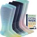 Pembrook 3 Pairs Plus Size Compression Socks Wide Calf - Bamboo Viscose Compression Socks for Women Wide Calf