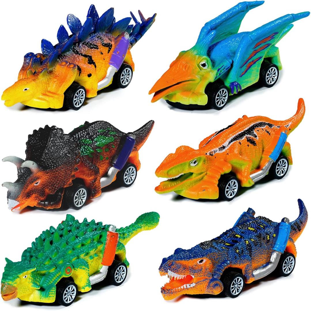Dinosaur Toys Pull Back Cars 6Pcs Dinosaur Toys for Kids 3-5 Toddlers Boy Toys Age 3 4 5 and Up Dinosaur Cars Dino Toys for 3 Year Old Boys Girls Dino Games Birthday Easter Gifts for Kids Party Favors