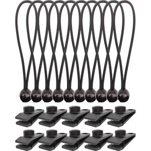 ABINLIN Tarp Clips Heavy Duty Lock Grip Set 20 Pcs - Tarpaulin Clips and Clamps for Tents, Ball Bungee Cords, Awnings Camping, Plastic Clips (Black)