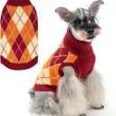 KOOLTAIL Small Dog Sweater, Knit Turtleneck Fall Thanksgiving Dog Sweaters for Medium Large Dogs, Plaid Pullover Cold Weather Knitwear Pet Winter Warm Clothes, Puppy Coat for Girls Boys, Orange S